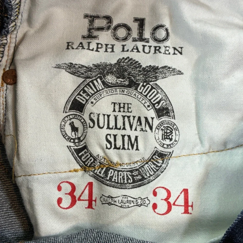 Polo Ralph Lauren Sullivan Slim Jeans Men 34x34 Dark Wash Indigo Stretch Denim